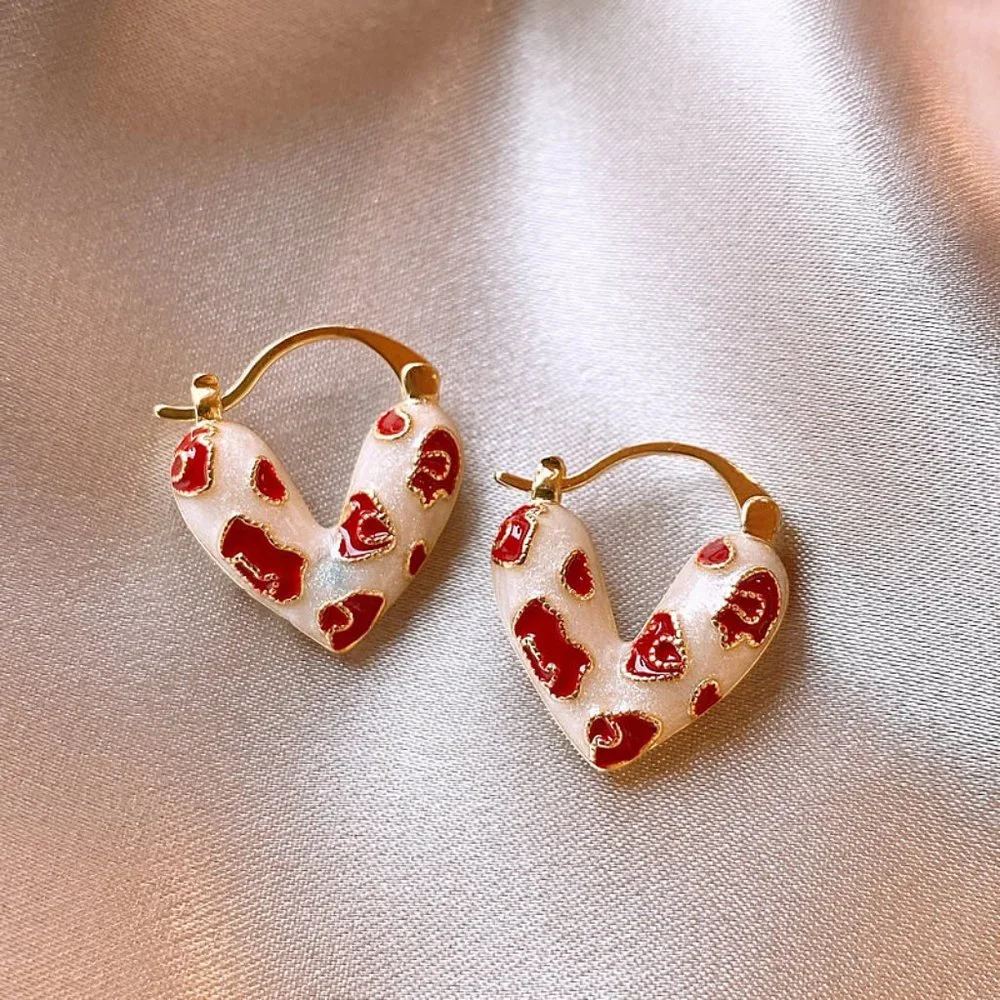GOLICC Red Striped Heart Earrings - Picture 9 of 12